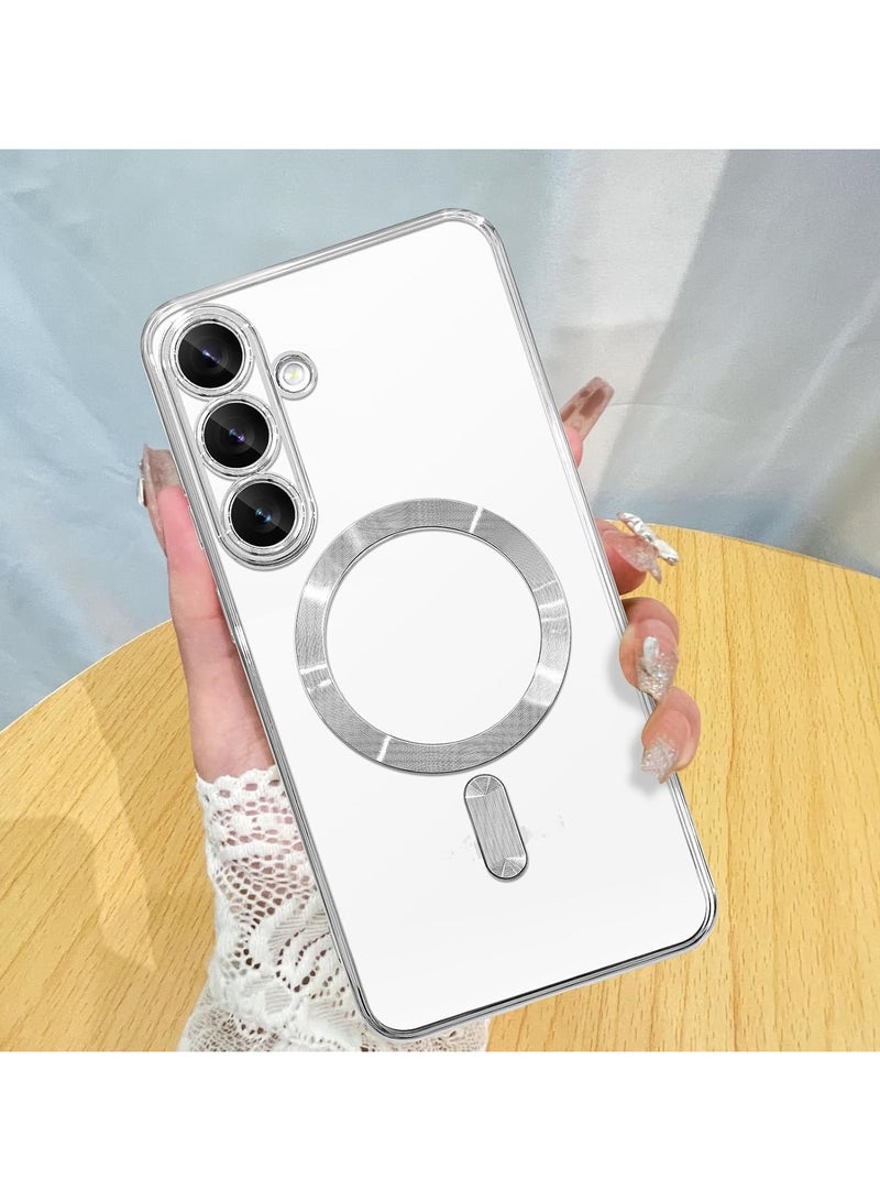 Magnetic Case for samsung a15 Compatible with Wireless Charging, Cover Camera Lens Protector, Slim Protective anti Yellowing Clear Case for samsung a15 cover