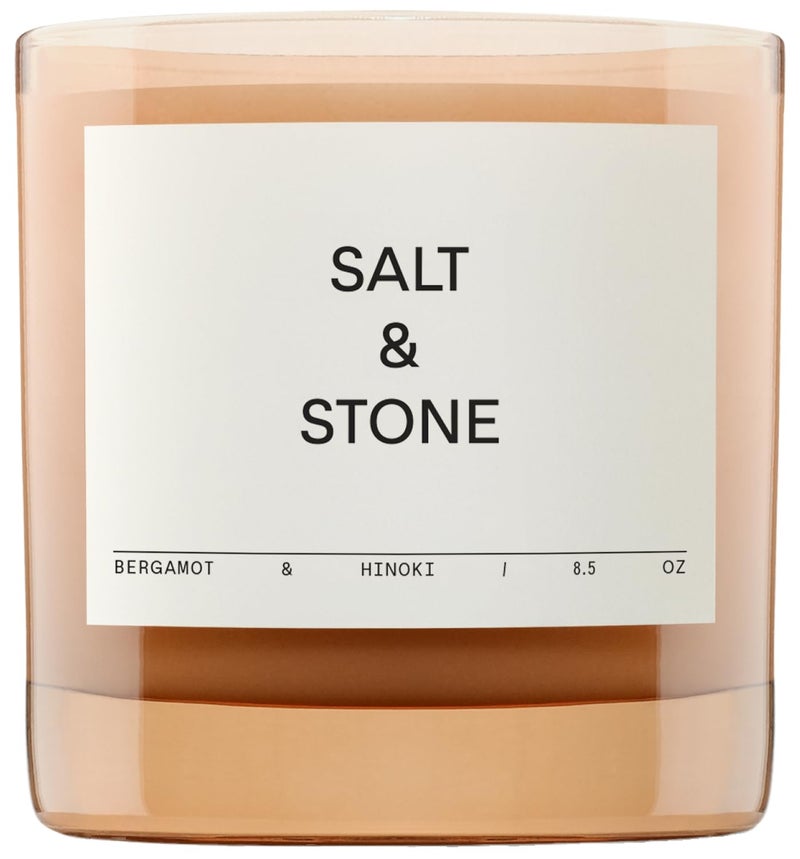 Salt & Stone Scented Candle for Women & Men | Coconut & Soy Blend Wax | Hand-Poured, Aromatic & Fragrant | 100% Cotton Wick | Long-Lasting 50 Hour Burn Time | Bergamot & Hinoki 8.5 oz - Image 1