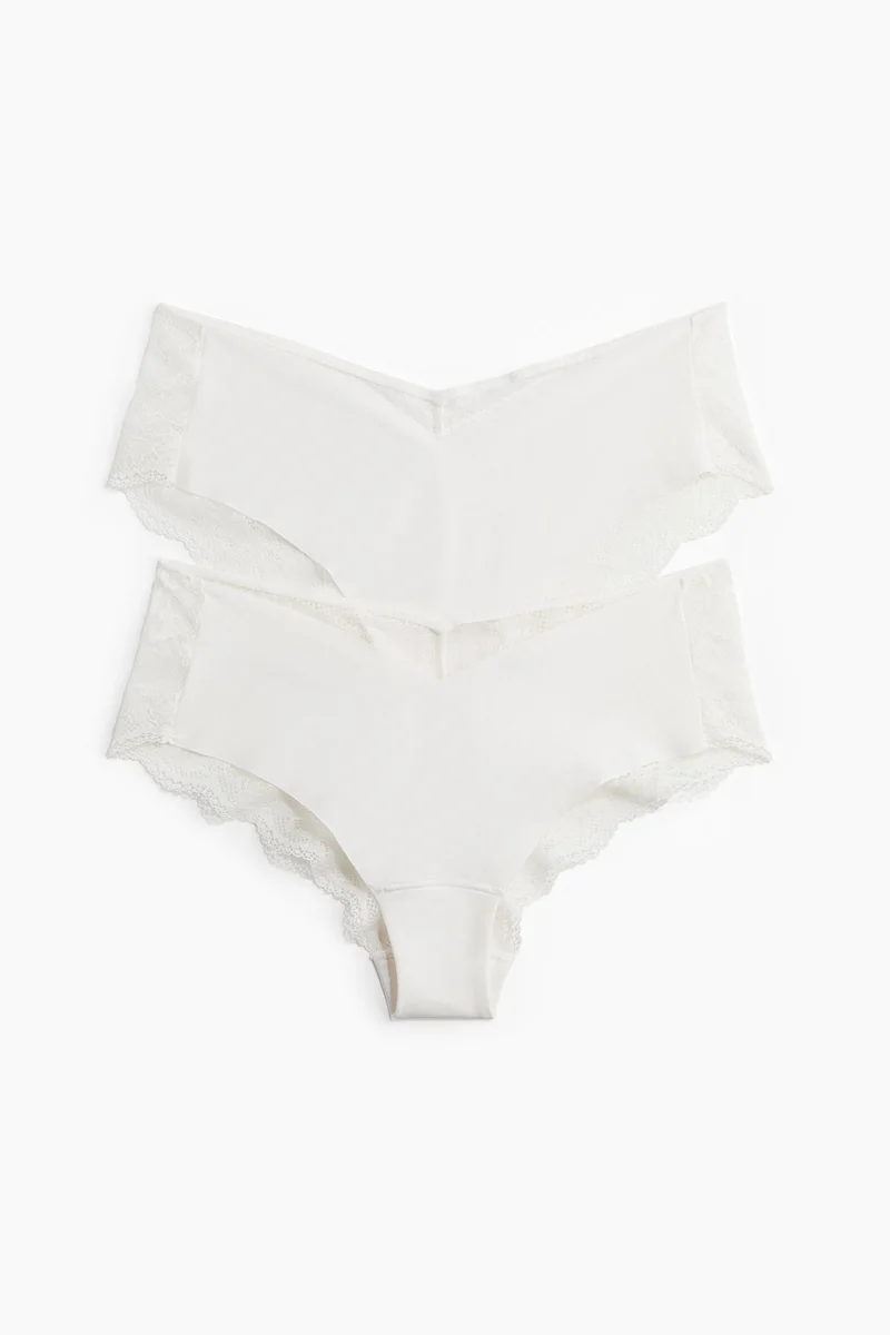 اتش اند ام سروال هيبستر من الدانتيل وقماش مايكروفايبر ناعم - عبوة من 2