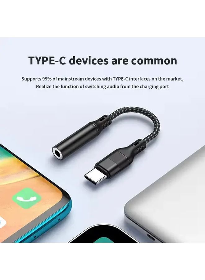 Black Type C to 3 5mm Headphone Adapter HiFi Audio Cable Converter for Samsung S23 S22 S21 - Image 2