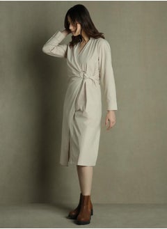 Dennis Lingo Beige Wrap Dress for Women - Regular Fit, Casual  - Image 3