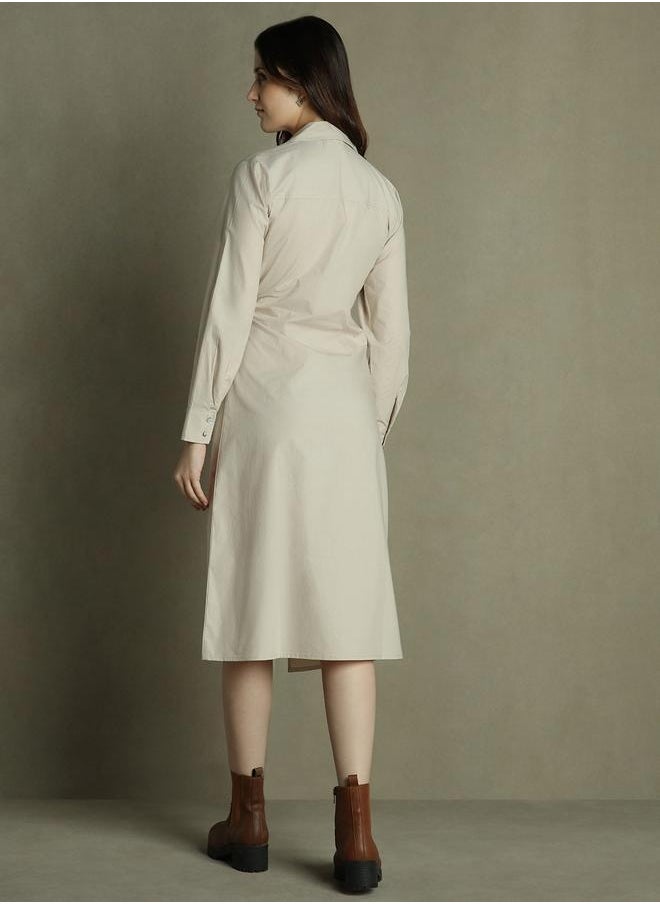 Dennis Lingo Beige Wrap Dress for Women - Regular Fit, Casual  - Image 2