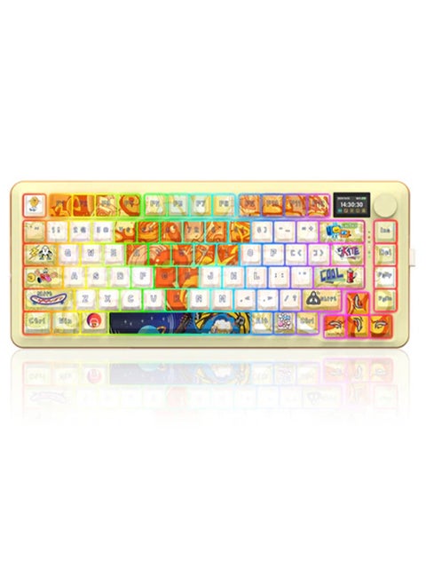 Professional mechanical keyboard K708GF FLEKACT PRO, with Gasket Mount design and multi-function LCD screen, supports 3 connection modes (wired, 2.4G Wi-Fi, and Bluetooth), with programmable RGB backlighting, ultra-fast response and soft click sound thanks to the five layers of insulation, ideal for gamers and programmers