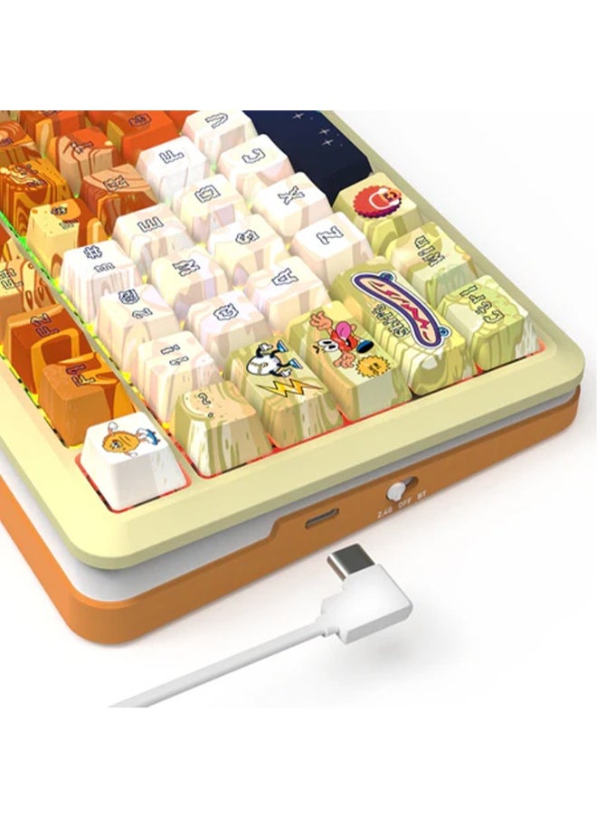 Professional mechanical keyboard K708GF FLEKACT PRO, with Gasket Mount design and multi-function LCD screen, supports 3 connection modes (wired, 2.4G Wi-Fi, and Bluetooth), with programmable RGB backlighting, ultra-fast response and soft click sound thanks to the five layers of insulation, ideal for gamers and programmers