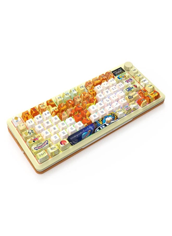 Professional mechanical keyboard K708GF FLEKACT PRO, with Gasket Mount design and multi-function LCD screen, supports 3 connection modes (wired, 2.4G Wi-Fi, and Bluetooth), with programmable RGB backlighting, ultra-fast response and soft click sound thanks to the five layers of insulation, ideal for gamers and programmers