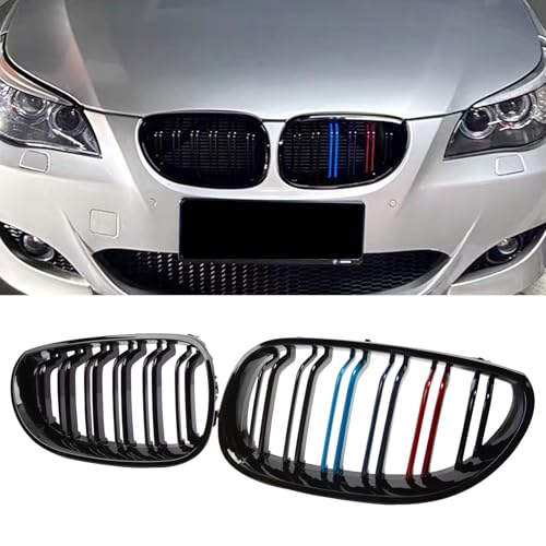 DEKEWEI E60 Grill,Double Slats M Color Grille Compatible with BMW 2004-2009 5 Series E60 E61 M5 520i 523i 525i 528i 530i 535i 550i ABS Kidney Grill - Image 1