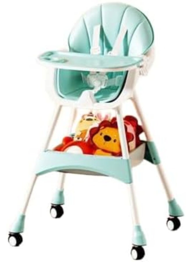 SUPAAR 2 In 1 Baby Dining High Chair With Non-Slip Feet, Adjustable Legs, Tray, Wheels, Safety Belt And Cushion, 6 Months To 4 Years - Image 1