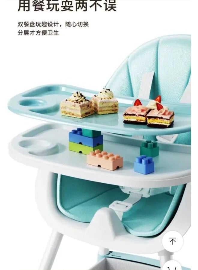 SUPAAR 2 In 1 Baby Dining High Chair With Non-Slip Feet, Adjustable Legs, Tray, Wheels, Safety Belt And Cushion, 6 Months To 4 Years - Image 3