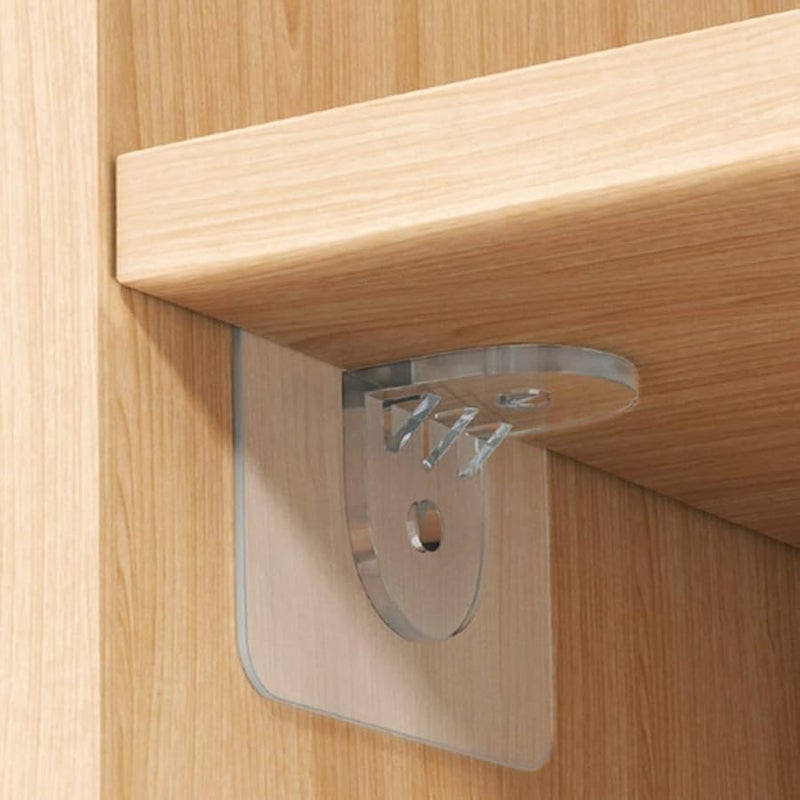 Housoutil 3 Sets Transparent Plastic Shelf Clips 7x7cm Easy Install Adhesive Wall Hooks 20pcs - Image 3