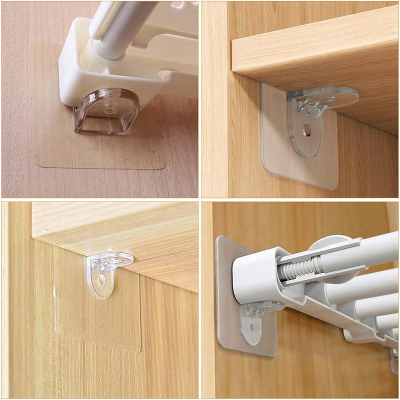 Housoutil 3 Sets Transparent Plastic Shelf Clips 7x7cm Easy Install Adhesive Wall Hooks 20pcs - Image 5
