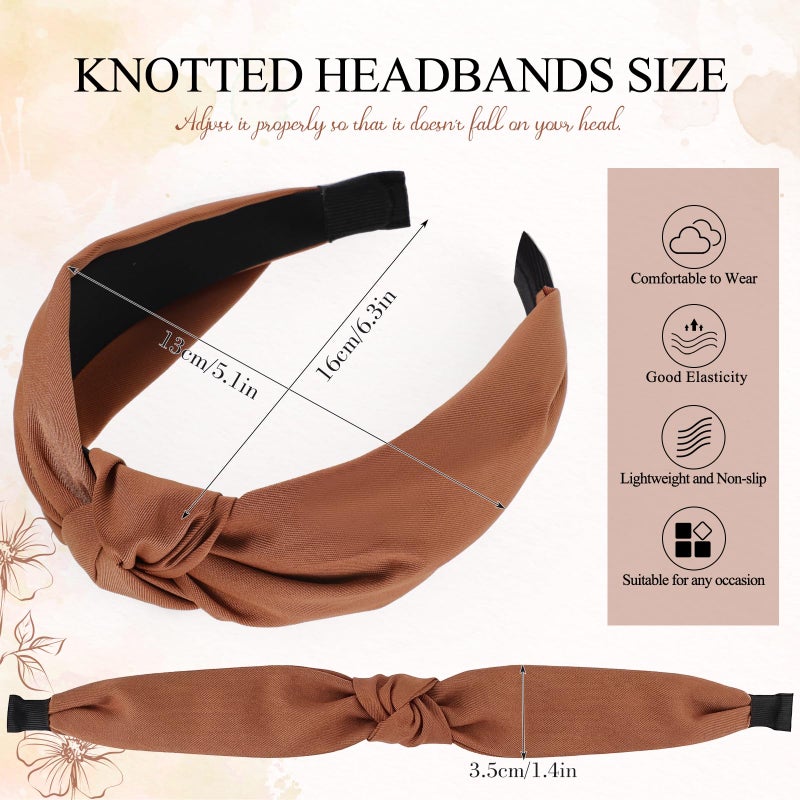 obeoby 8Pcs Headbands for Women, Fashion Knotted Headband Brown Series Wide Hairband Gifts for Mom Hair Accessories - Image 2