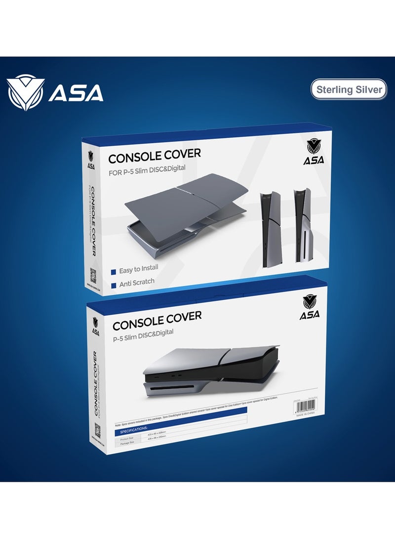 أيه أس أيه غلاف لجهاز PS5 Slim (قرص ورقمي)، غطاء ملصق كامل للجسم لجهاز Playstation 5 Slim، غطاء لجهاز PS5 Slim، غلاف بديل لجهاز PS5 Slim، لوحة غطاء واقية للوجه، سهل التركيب ومضاد للخدش والغبار - Image 2