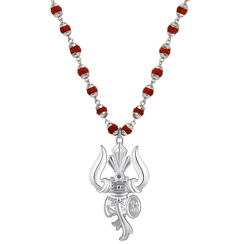Mahi Lord Shiva Trishul & Damroo Pendant and 24 Inch Chian for Men (PAPS1101894PR) - Image 1