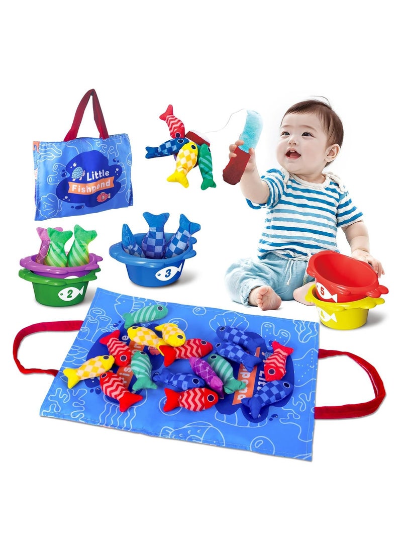 unikbebe - Fishing Game Baby Toy from 2 Years, Montessori Toy for Toddlers 2+, Educational Fishing Game for Motor Skills, Number Counting & Color Sorting Toys, Stacking Cups & Shape Learning Toys, Safe Washable Materials for Early Brain Development, Pre-school Educational Toy for Kids, Baby Gyms & Playmats with Storage Bags - Image 1