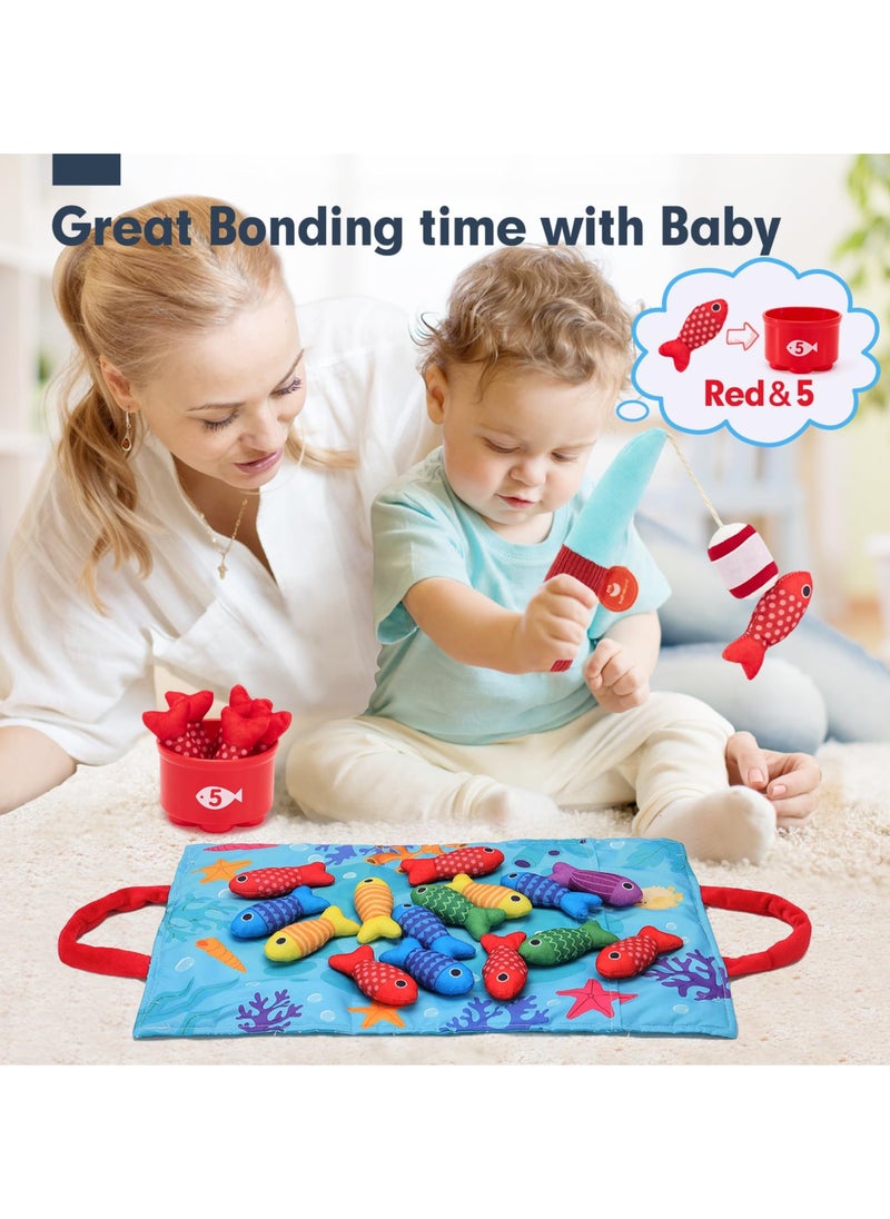 unikbebe - Fishing Game Baby Toy from 2 Years, Montessori Toy for Toddlers 2+, Educational Fishing Game for Motor Skills, Number Counting & Color Sorting Toys, Stacking Cups & Shape Learning Toys, Safe Washable Materials for Early Brain Development, Pre-school Educational Toy for Kids, Baby Gyms & Playmats with Storage Bags - Image 1
