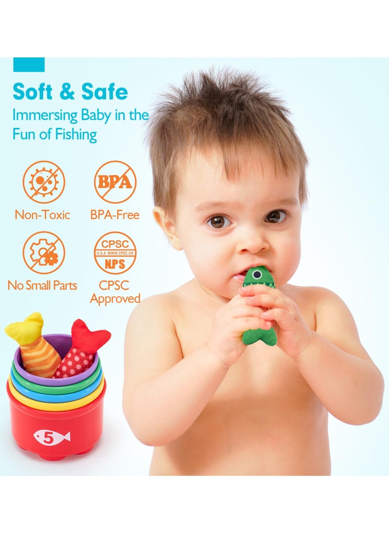 unikbebe - Fishing Game Baby Toy from 2 Years, Montessori Toy for Toddlers 2+, Educational Fishing Game for Motor Skills, Number Counting & Color Sorting Toys, Stacking Cups & Shape Learning Toys, Safe Washable Materials for Early Brain Development, Pre-school Educational Toy for Kids, Baby Gyms & Playmats with Storage Bags - Image 1