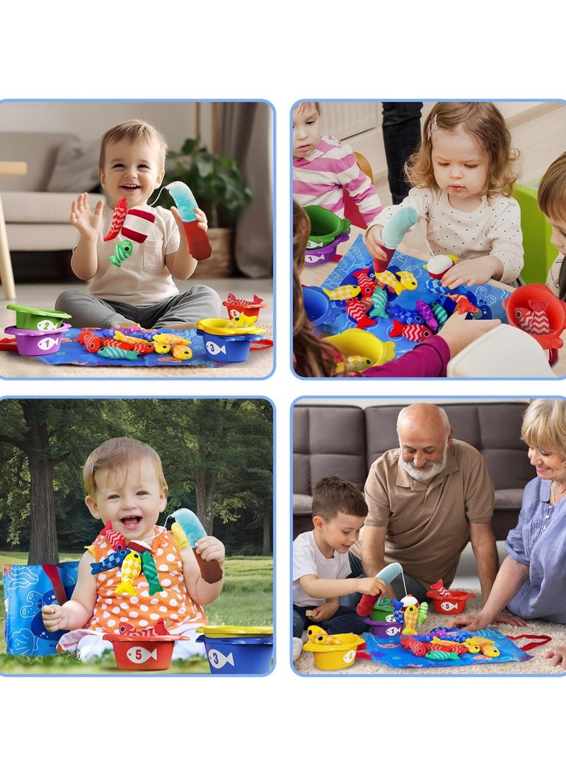 unikbebe - Fishing Game Baby Toy from 2 Years, Montessori Toy for Toddlers 2+, Educational Fishing Game for Motor Skills, Number Counting & Color Sorting Toys, Stacking Cups & Shape Learning Toys, Safe Washable Materials for Early Brain Development, Pre-school Educational Toy for Kids, Baby Gyms & Playmats with Storage Bags - Image 1
