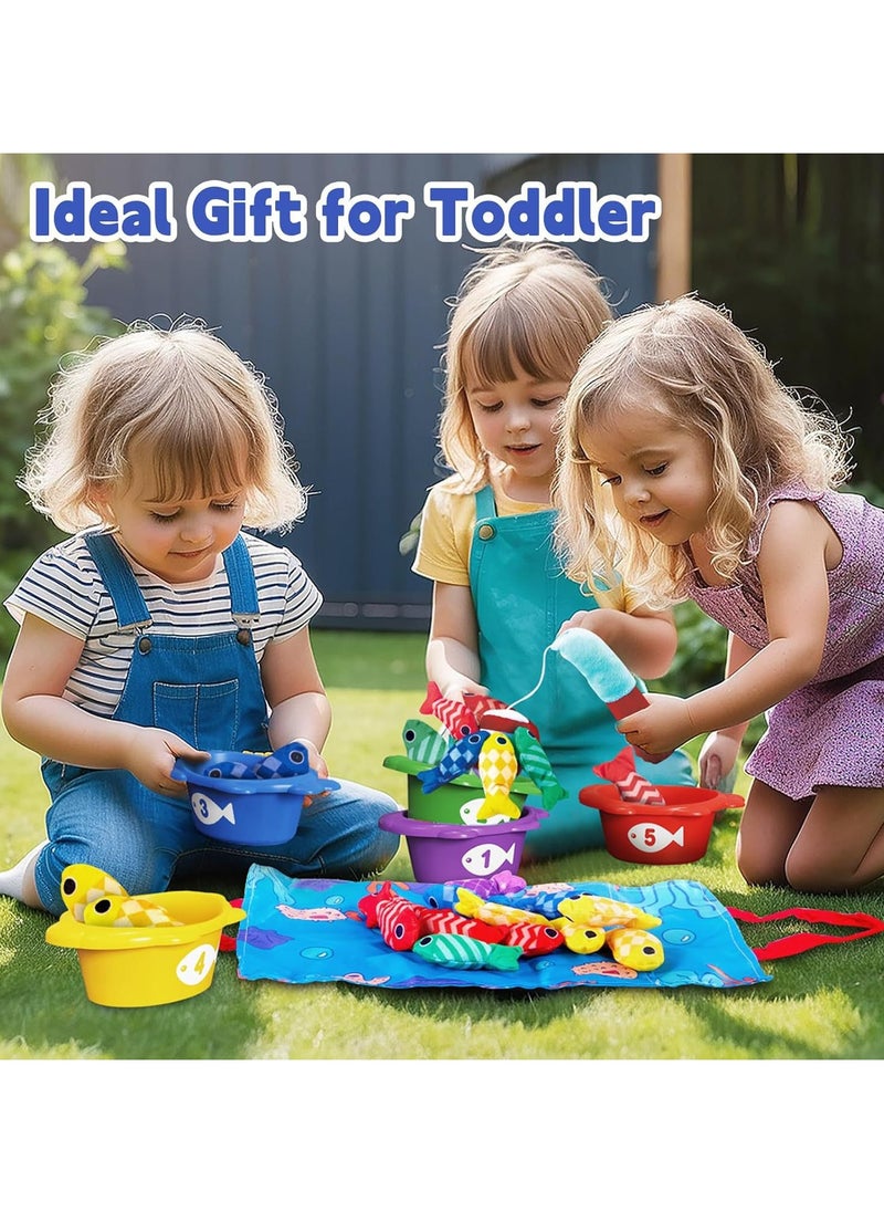 unikbebe - Fishing Game Baby Toy from 2 Years, Montessori Toy for Toddlers 2+, Educational Fishing Game for Motor Skills, Number Counting & Color Sorting Toys, Stacking Cups & Shape Learning Toys, Safe Washable Materials for Early Brain Development, Pre-school Educational Toy for Kids, Baby Gyms & Playmats with Storage Bags - Image 1