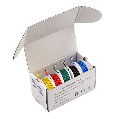 striveday FEP Teflon High Temperature Wire of 28awg with Red Blue Green Yellow Black Colors in Box Magnet Wire. Each Color 10m - Image 5