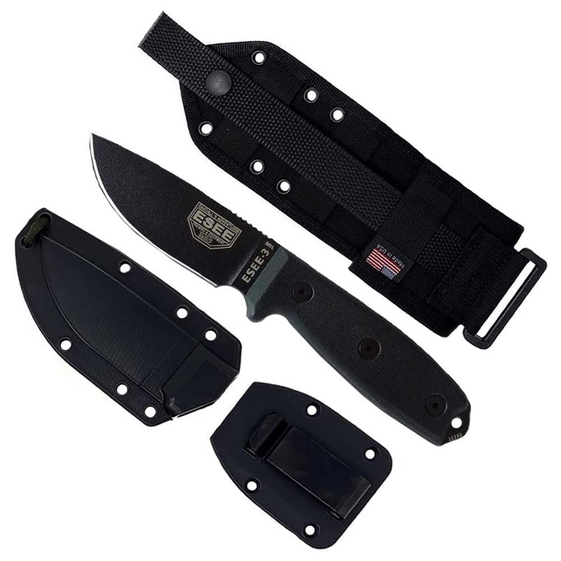 ESEE Knives 3MIL Fixed Blade Knife w/Molded Sheath & MOLLE Back - Image 1