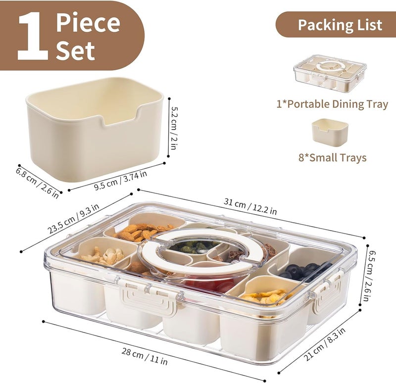 HORUS Umi Divided Fridge Storage Boxes With 8 Serving Veggie Tray with Lid and Handle, Fridge Organizer with Removable 8 Compartment, Fridge Storage Containers - Image 3