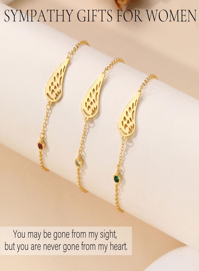 Sistble Mothers Day Gifts for Women, Loss of a Mother Sympathy Gifts Memory Bracelets for Loss Loved One Angel Wing Bracelet Bereavement Grief Condolences Gift Basket Birthstone Jewelry - Image 4