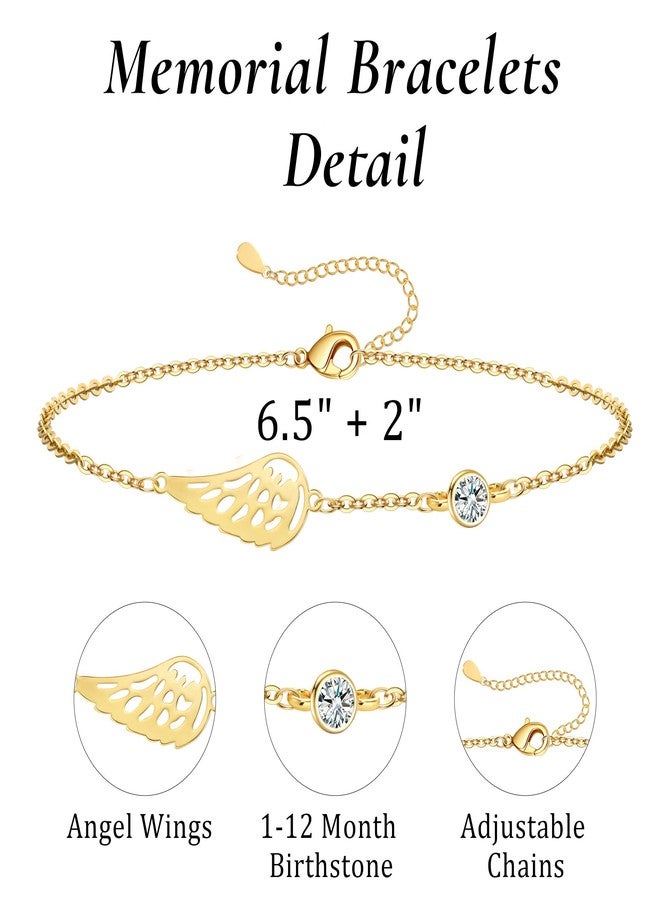 Sistble Mothers Day Gifts for Women, Loss of a Mother Sympathy Gifts Memory Bracelets for Loss Loved One Angel Wing Bracelet Bereavement Grief Condolences Gift Basket Birthstone Jewelry - Image 5