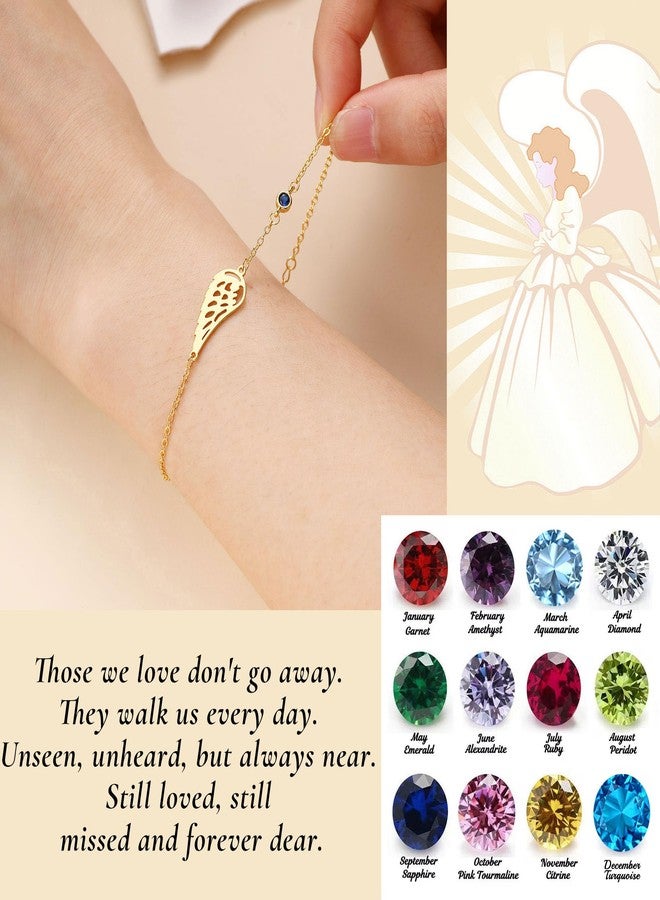 Sistble Mothers Day Gifts for Women, Loss of a Mother Sympathy Gifts Memory Bracelets for Loss Loved One Angel Wing Bracelet Bereavement Grief Condolences Gift Basket Birthstone Jewelry - Image 2