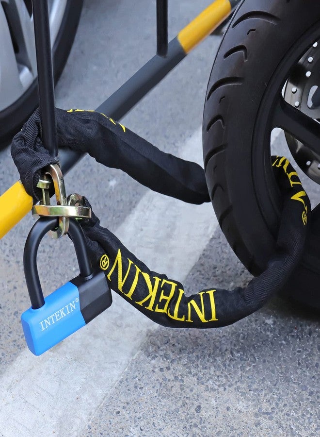 INTEKIN Motorcycle Chain Locks 3.1FT Bicycle Locks 10mm/0.42inch Thick Security Chain Lock Heavy Duty Bike Lock with 16mm/0.64inch Disc Lock for Gates, Fences and Outdoor Equipment - Image 2