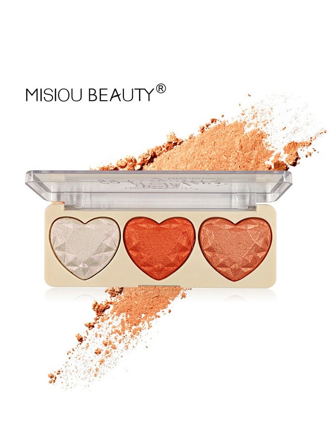 Misiou Beauty Baked Shimmer Highlight&Blusher-Highlighting ​Color Silky Powder Blusher Stick Natural Glow Silly Blusher Light and Soft Feeling The Apply On Your Face  - Image 2