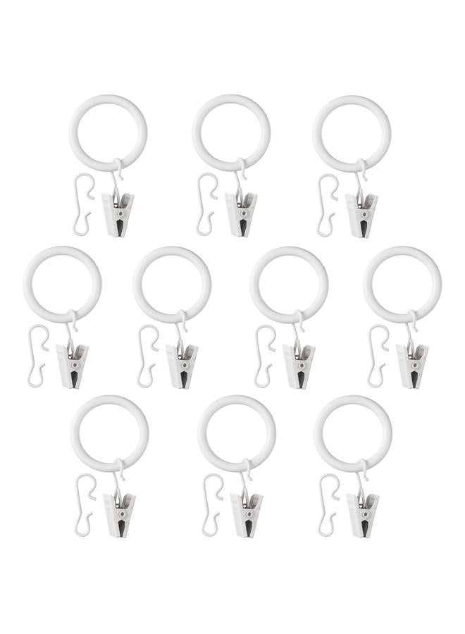 Curtain ring with clip and hook, white, 25 mm  - Image 1