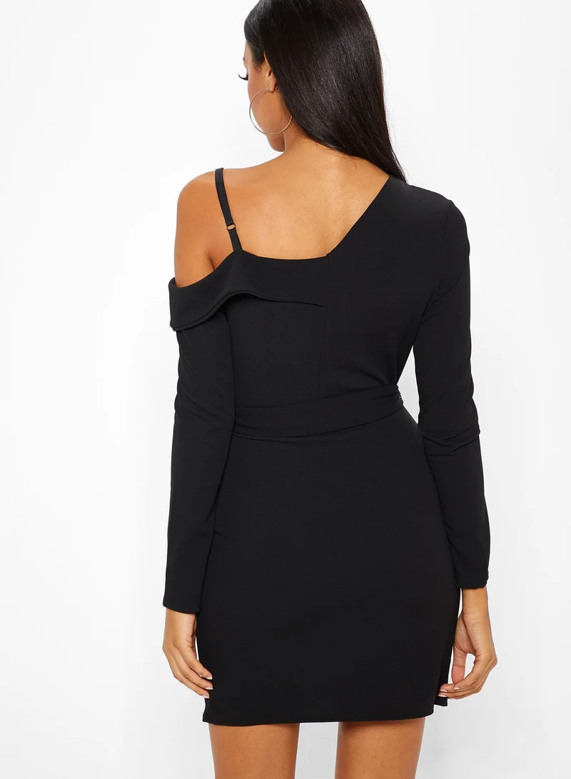 Missguided One Shoulder Belted Mini Dress