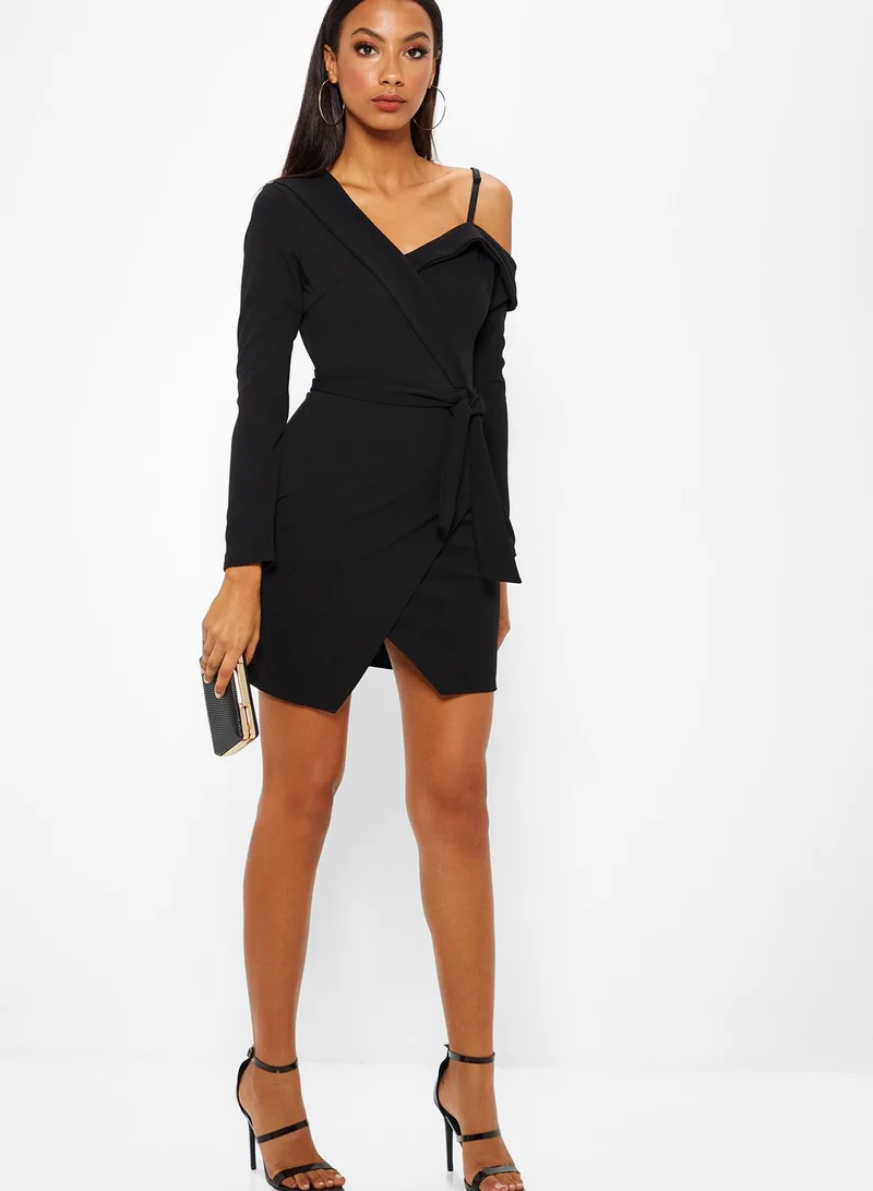 Missguided One Shoulder Belted Mini Dress