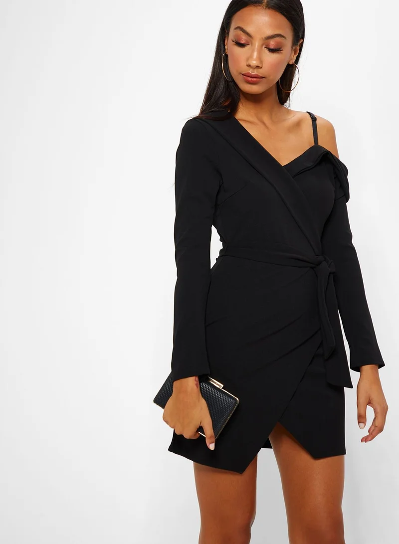 Missguided One Shoulder Belted Mini Dress
