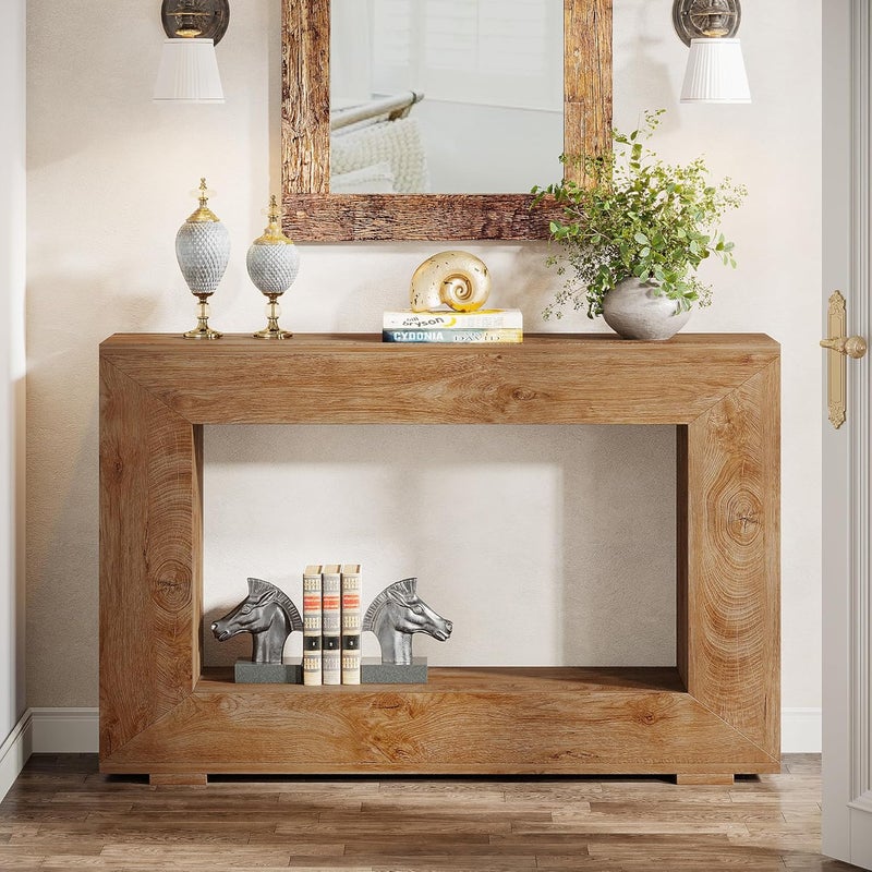 Tribesigns Wooden Console Table, 120cm Entryway Table with Storage, Sofa Table Home Coffee Corner Accent Furniture for Hallway,Living Room, Entrance(light brown) - Image 5