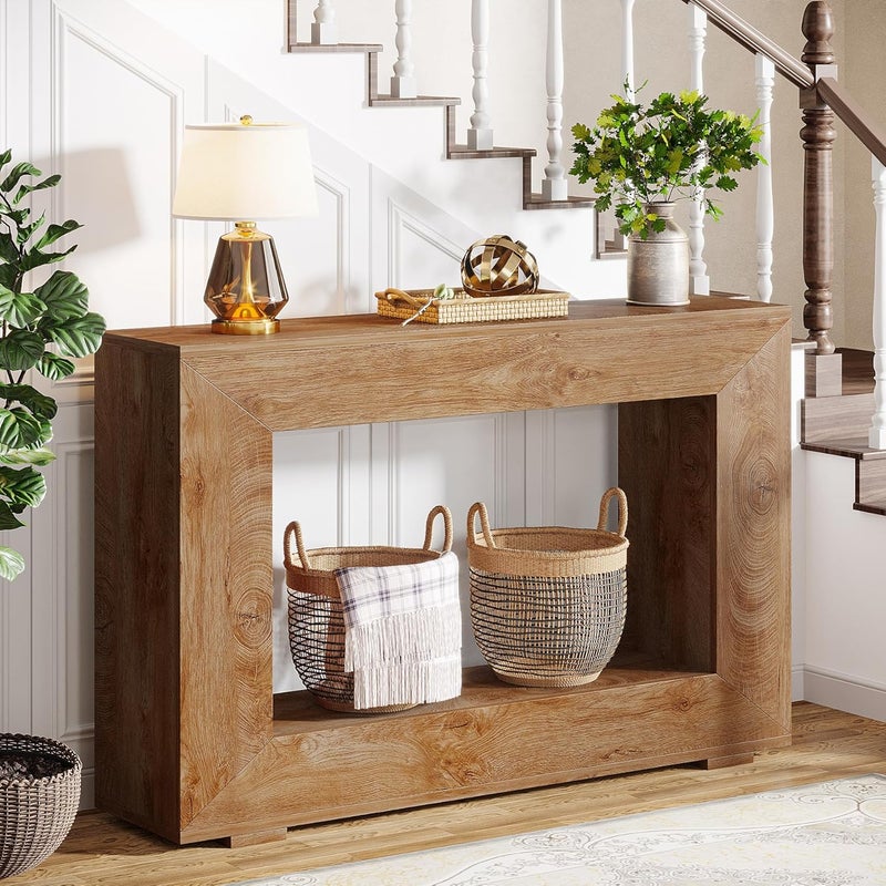 Tribesigns Wooden Console Table, 120cm Entryway Table with Storage, Sofa Table Home Coffee Corner Accent Furniture for Hallway,Living Room, Entrance(light brown) - Image 4
