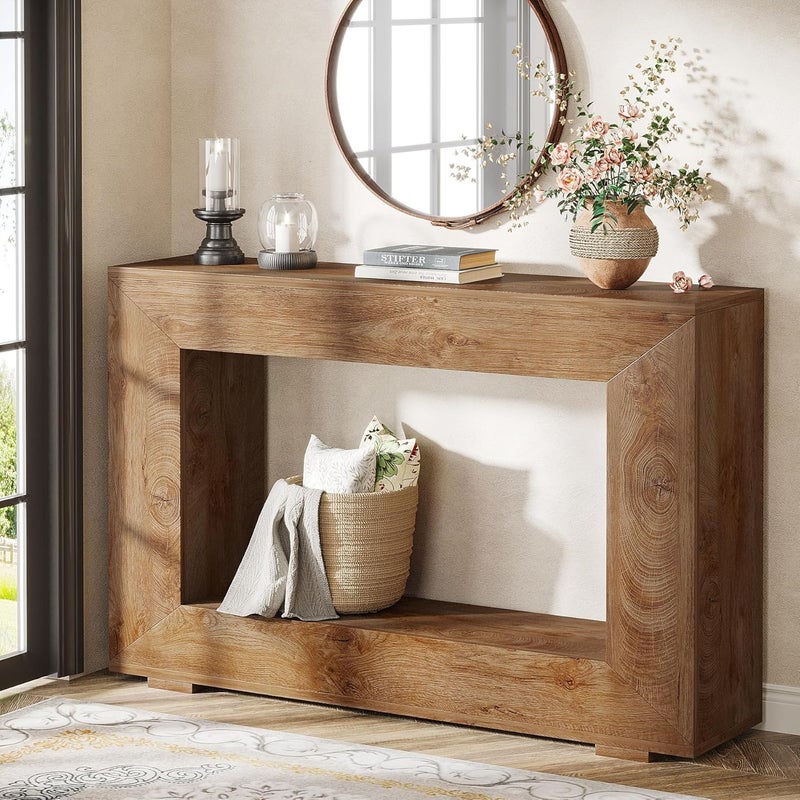 Tribesigns Wooden Console Table, 120cm Entryway Table with Storage, Sofa Table Home Coffee Corner Accent Furniture for Hallway,Living Room, Entrance(light brown) - Image 3