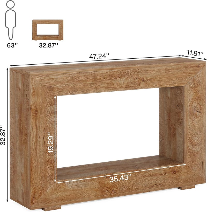 Tribesigns Wooden Console Table, 120cm Entryway Table with Storage, Sofa Table Home Coffee Corner Accent Furniture for Hallway,Living Room, Entrance(light brown) - Image 2