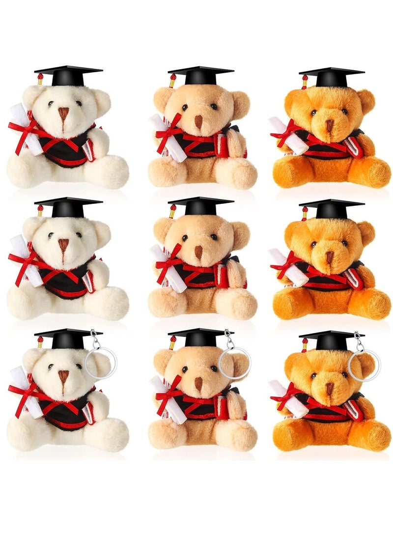 Teddy Bear Pendant, Mini Graduation Plush Bear Gift Stuffed Animal Black Cap Gift for Class Gradution Present, College, High School 9 Pcs  - Image 1