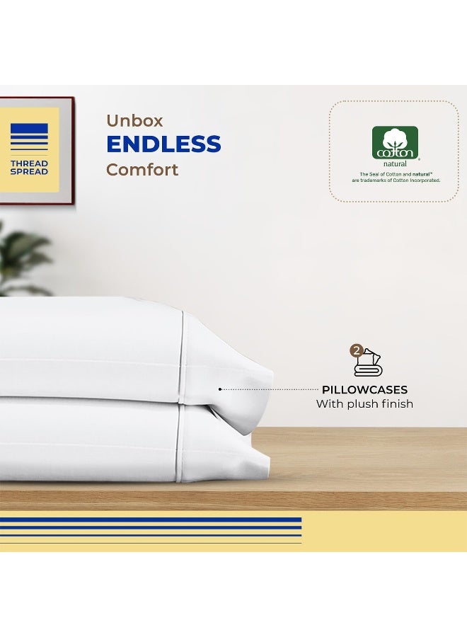 THREAD SPREAD 100% Egyptian Cotton Pillow Cases King - 600 Thread Count White King Pillow Cases Set of 2, Soft Cooling & Breathable Extra Long Staple Sateen Weave Cotton Pillowcases for King Pillows - Image 3