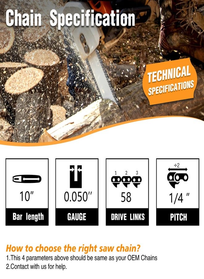 M.A.K 10 inch Chainsaw Chain 58DL Drive Link, 1/4" Pitch, 0.050” Gauge, Fit for Craftsman, Echo, Poulan, Ryobi, Worx 10 inch Chainsaw Chains, 3pcs - Image 2