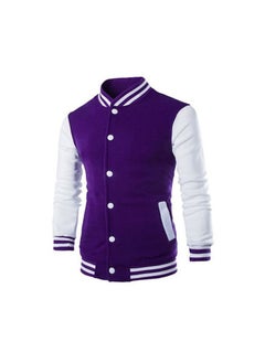New Fleece-Lined Sweatshirt For Men Casual Running Training Cardigan Baseball Uniform Smooths Your Silhouette Cross-Border Editi Purple