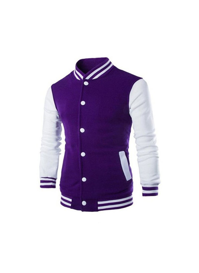 Generic - New Fleece-Lined Sweatshirt For Men Casual Running Training Cardigan Baseball Uniform Smooths Your Silhouette Cross-Border Editi Purple - Image 1