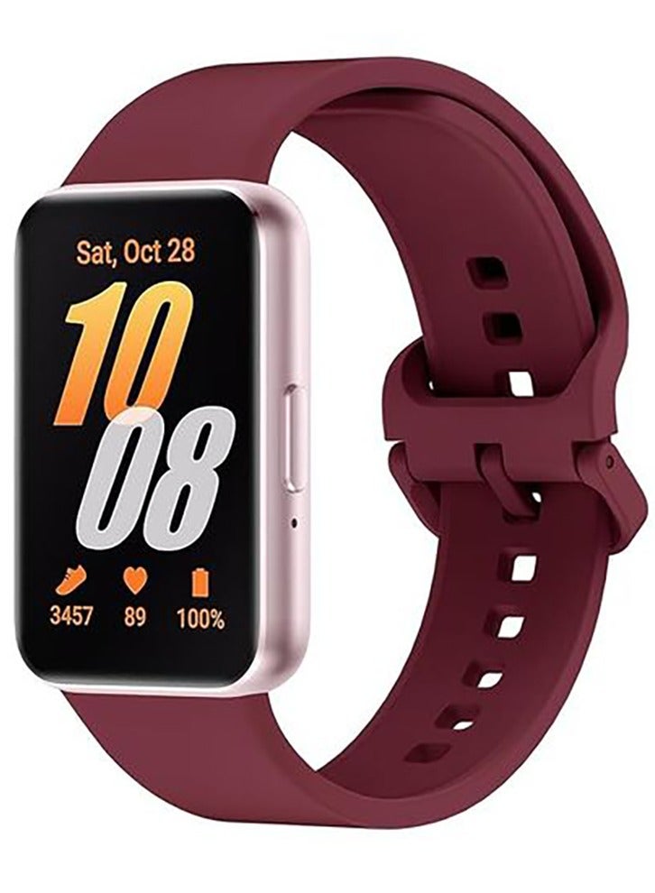 Samsung Galaxy Fit 3 Soft Silicone Replacement Strap Double Colors Amazing Design - Wine Red  - Image 1