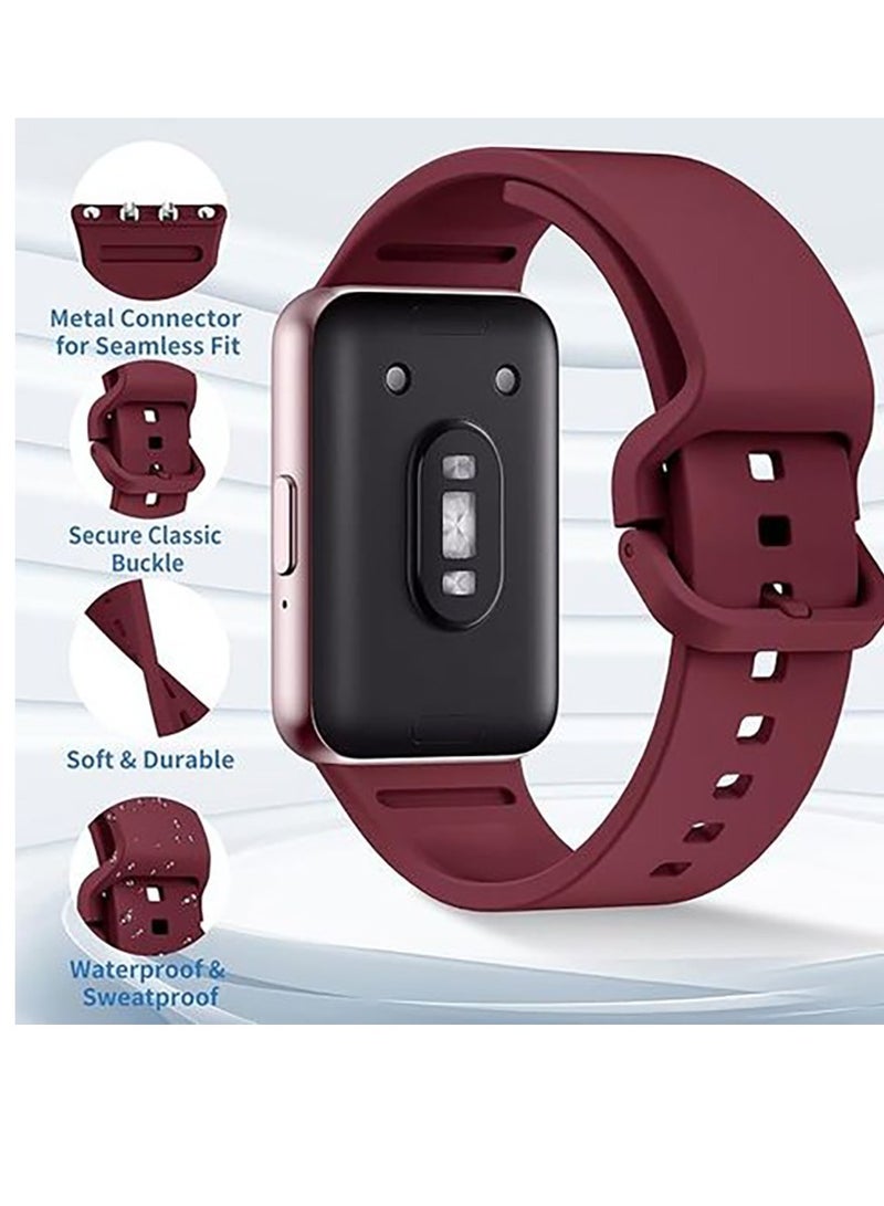 Samsung Galaxy Fit 3 Soft Silicone Replacement Strap Double Colors Amazing Design - Wine Red  - Image 2