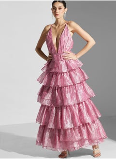 True Decadence Plunge Neck Ruffle Detail Dress  - Image 4