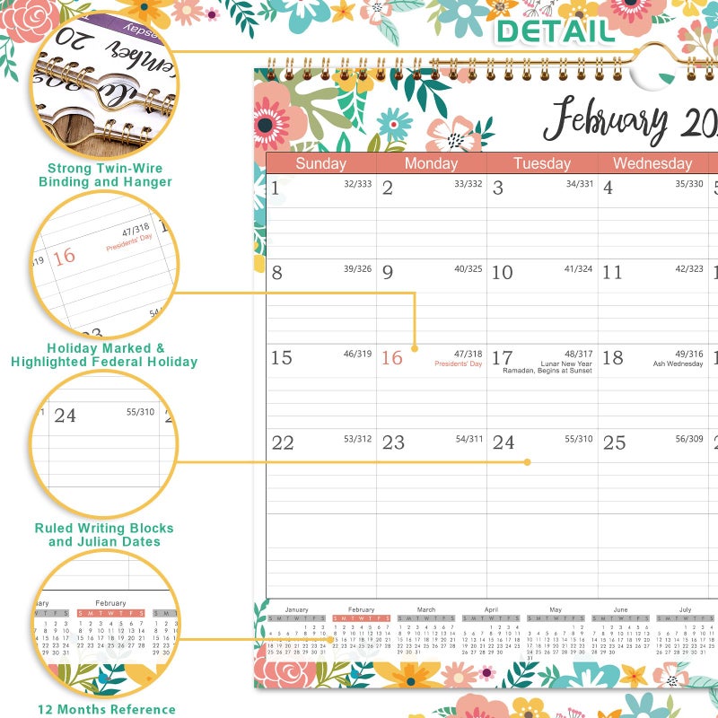 Coboll 2026 Calendar - Jan. 2026 to Dec. 2026, Wall Calendar 2026, 14.8 x 11.4 Inches, 12 Months Wall Calendar with Ample Blocks for Writing - Image 3