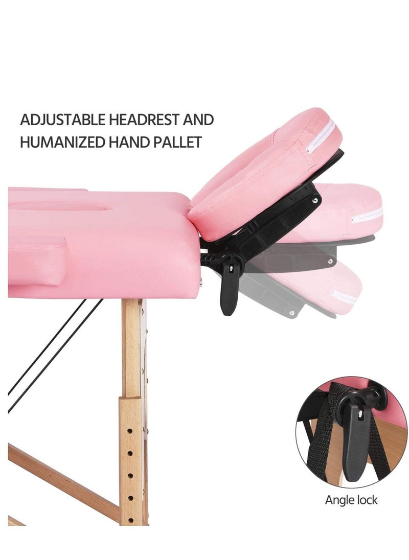 Cool Baby Portable Massage Table Professional Adjustable Folding Bed with 2-part Wooden Frame Ergonomic Headrest and Tote Bag for Therapeutic Tattoo Salon SPA Facial Treatment  - Image 3