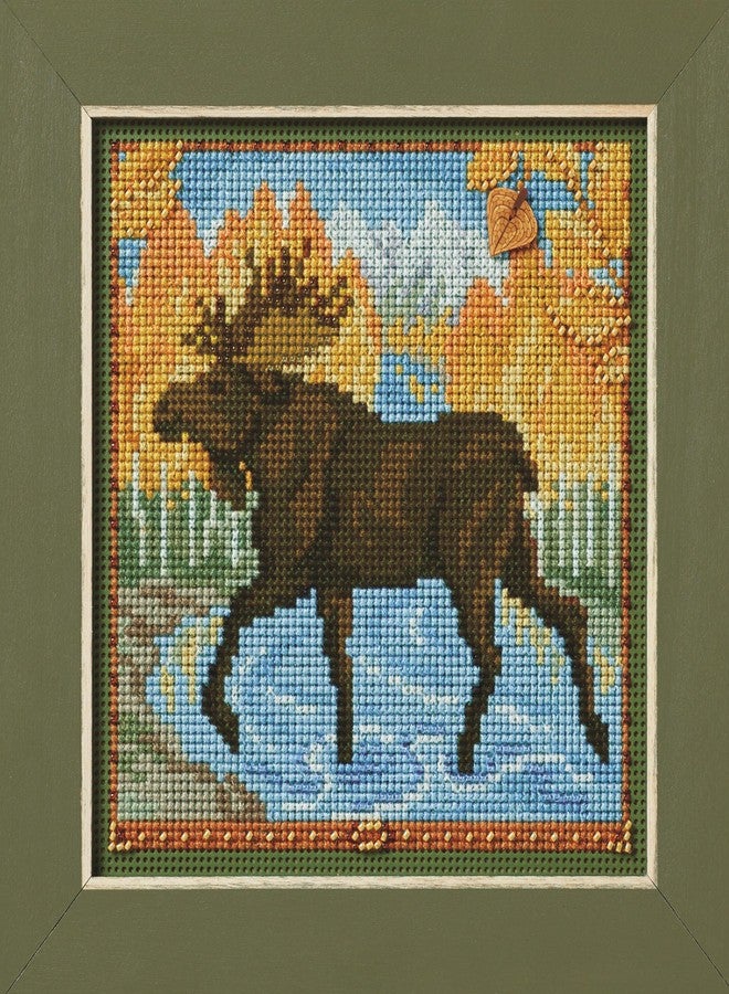 Mill Hill Autumn Moose Beaded Counted Cross Stitch Kit 2024 Buttons & Beads Autumn MH142425, Multicolor, 5.25 x 5.25 Inches - Image 2