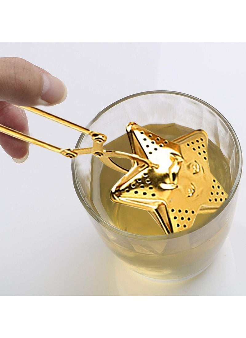 Generic - 2pcs Golden Tea Infuser Strainer, Stainless Steel Loose Leaf Tea Filter with Handle, Moon and Star Shaped, for Home, Tearooms, Restaurants, Offices - Image 1
